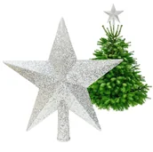 Bombki - GWIAZDA CZUBEK NA CHOINKĘ SZPIC CHOINKOWY GWIAZDKA CHOINKOWA 20 CM HOLOGRAFICZNY PLATYNOWY KAMELEON ŚWIĘTA - miniaturka - grafika 1