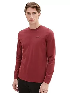 Koszulki męskie - TOM TAILOR Koszulka męska z długim rękawem, 32220 – Burned Bordeaux Red, XXL - grafika 1
