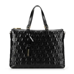 Damska torba na laptopa 14'' w geometryczny wzór czarna - Torebki damskie - miniaturka - grafika 1