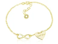 Bransoletki - Bransoletka Inka - Nieskończoność i Serca - 24k złocenie - Grawer - miniaturka - grafika 1