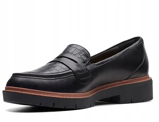CLARKS MOKASYNY DAMSKIE CZARNE SKÓRZANE 40 16MA
