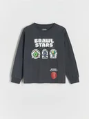 Bluzki dla chłopców - Reserved - Longsleeve Brawl Stars - ciemnoszary - miniaturka - grafika 1