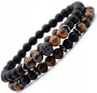 Bransoletka Męska kamień agat Tiger Eye 2w1 Jakość - Bransolety męskie - miniaturka - grafika 1