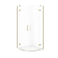Kabiny prysznicowe - Kabina prysznicowa Cersanit Jota 80x80x195 półokrągła złoty transparentne z brodzikiem tako slim 4cm biały S601-430 - miniaturka - grafika 1