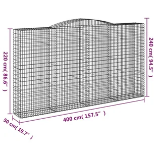 Łukowaty kosz gabionowy 400x50x220/240 cm, galwanizowane żelazo - Ogrodzenia - miniaturka - grafika 6