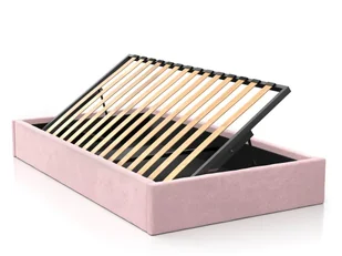 Łóżko młodzieżowe tapicerowane 120x200 z pojemnikiem ze stelażem Różowy Velvet Kids Line BOX - Łóżka dla dzieci i młodzieży - miniaturka - grafika 1