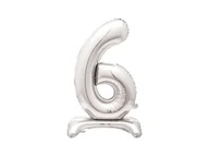Balony i akcesoria - Balon foliowy stojący cyfra 6 srebrny - 76 cm - 1szt. - miniaturka - grafika 1
