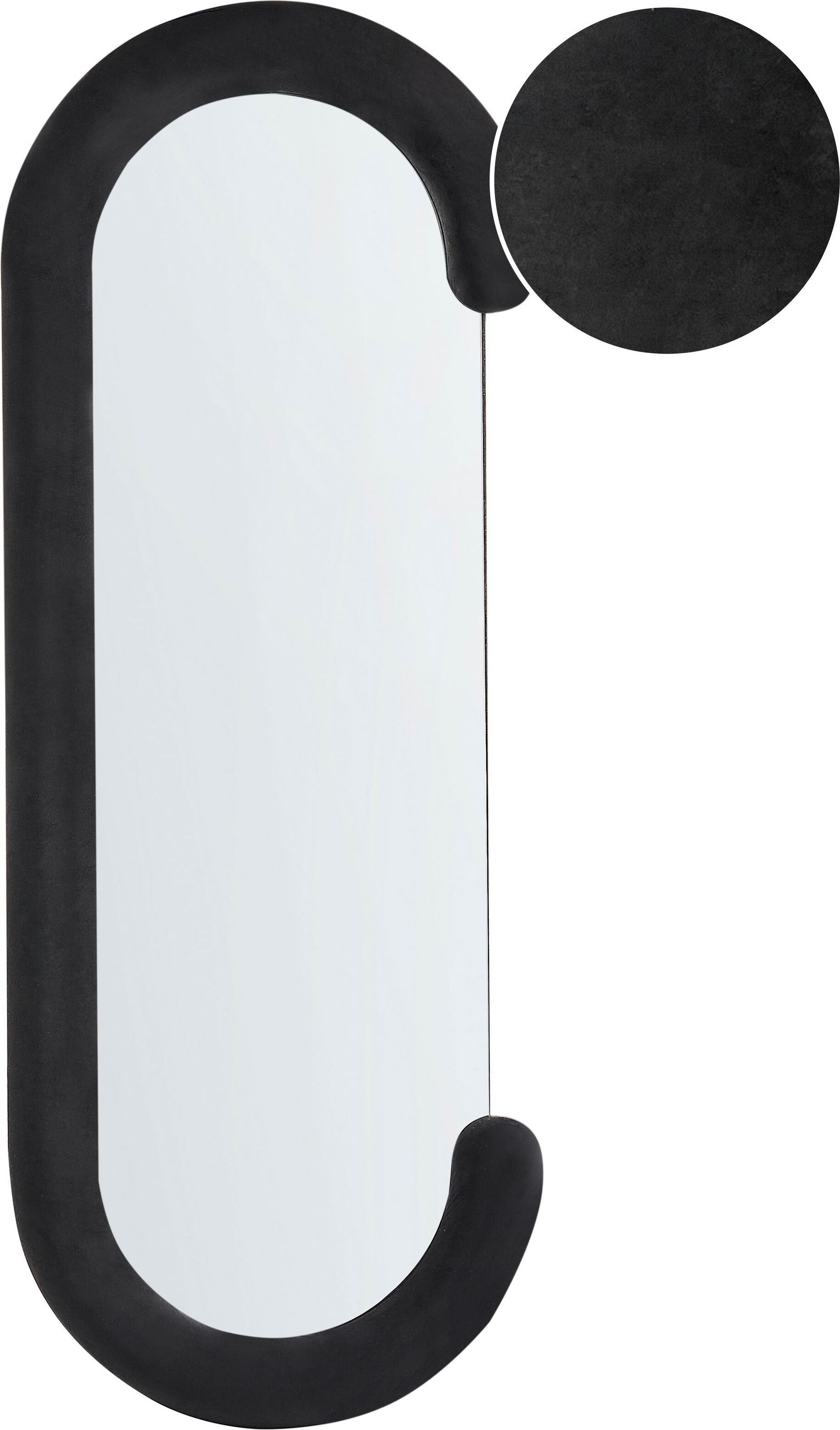 Zdjęcia - Lustro ścienne BLmeble BELIANI  czarne rama z płyty MDF szkło 54 x 158 cm nieregularny kształt nowoczesny styl dekoracyjna ozdoba wis 