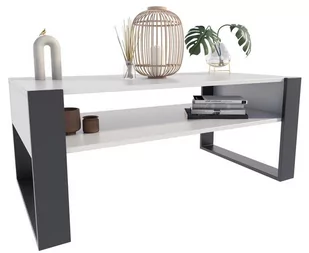 Ława stolik kawowy KAJA 120cm biały-czarny loft - Ławy i stoliki kawowe - miniaturka - grafika 1