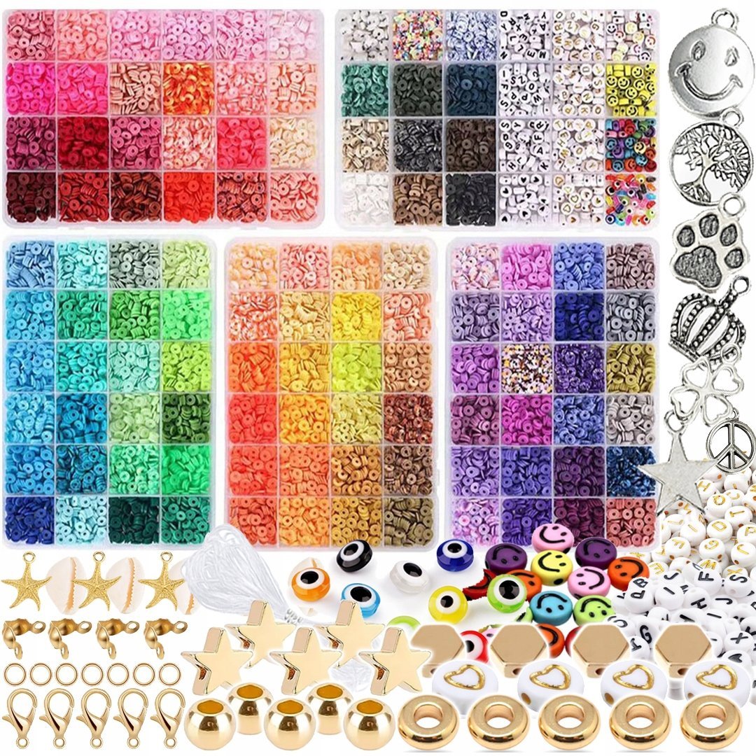 KORALIKI ZAWIESZKI DO ROBIENIA BRANSOLETEK DIY DUŻY ZESTAW XXL DLA DZIECI