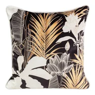 Poszewki na poduszki - Poszewka 45x45 Amazonas czarna złota botanika welurowa - miniaturka - grafika 1