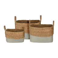 Kosze wiklinowe - Zestaw koszy beżowo turkusowych 3 szt - miniaturka - grafika 1