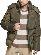 Kurtki męskie - Urban Classics Męska kurtka puchowa z kapturem, kurtka zimowa, pikowana kurtka z podszewką z odpinanym kapturem w wielu kolorach, rozmiary S - 5XL, ciemnooliwkowy, M - miniaturka - grafika 1