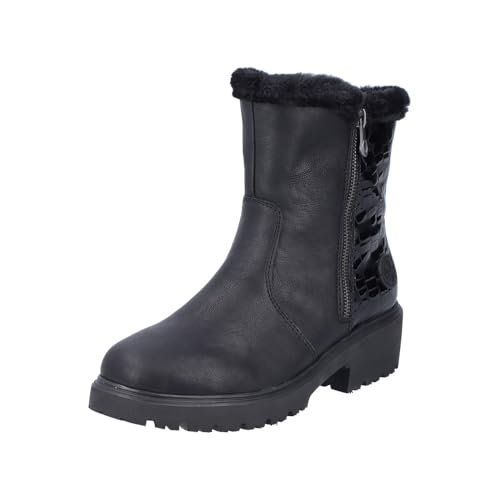 Rieker Damskie botki 76061, czarne, 41 EU szerokie, czarny, 41 EU Weit