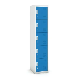 B2B Partner Szafka szatniowa 5-drzwiowa, zamek cylindryczny, 1800 x 380 x 450 mm, szara/niebieska CY-020 RAL7035/5012 - Szafki BHP - miniaturka - grafika 1