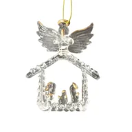 Ozdoby bożonarodzeniowe - Zawieszka szklana szopka 9 cm transparentny - miniaturka - grafika 1