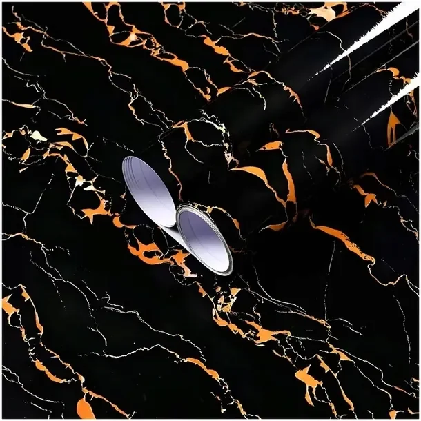 Tapeta Na Ścianę Marmur Sypialnia Czarny Złoty 10m X 60cm Z Klejem Wzór 3d