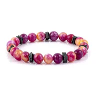 Bransolety męskie - Bransoletka koraliki w kolorze różowo-fioletowym EM 62 - EM Men's Accessories - miniaturka - grafika 1