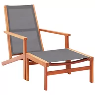 Fotele i krzesła ogrodowe - vidaXL Krzesło ogrodowe z podnóżkiem, szare, eukaliptus i textilene - miniaturka - grafika 1