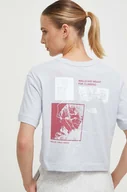 Koszulki sportowe damskie - The North Face t-shirt bawełniany kolor niebieski - miniaturka - grafika 1