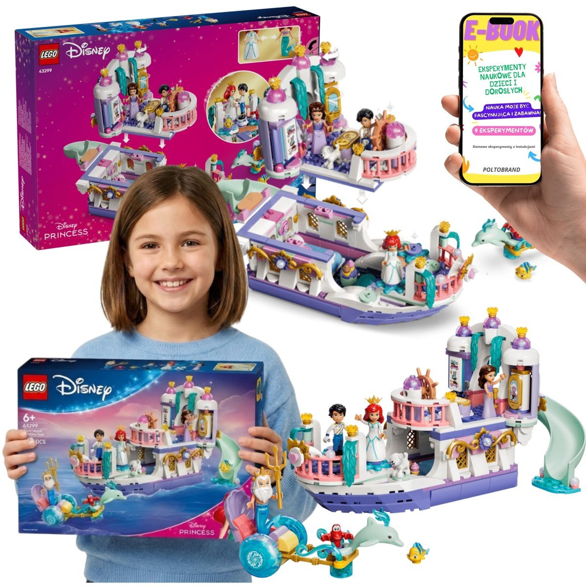 LEGO Disney Princess 43299 Królewska Łódź Weselna Arielki Mała Syrenka Prezent + E-BOOK
