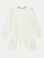 Sukienki i spódniczki dla dziewczynek - Tommy Hilfiger Sukienka elegancka Foil Star Dress Ls KG0KG08210 Écru Regular Fit - miniaturka - grafika 1