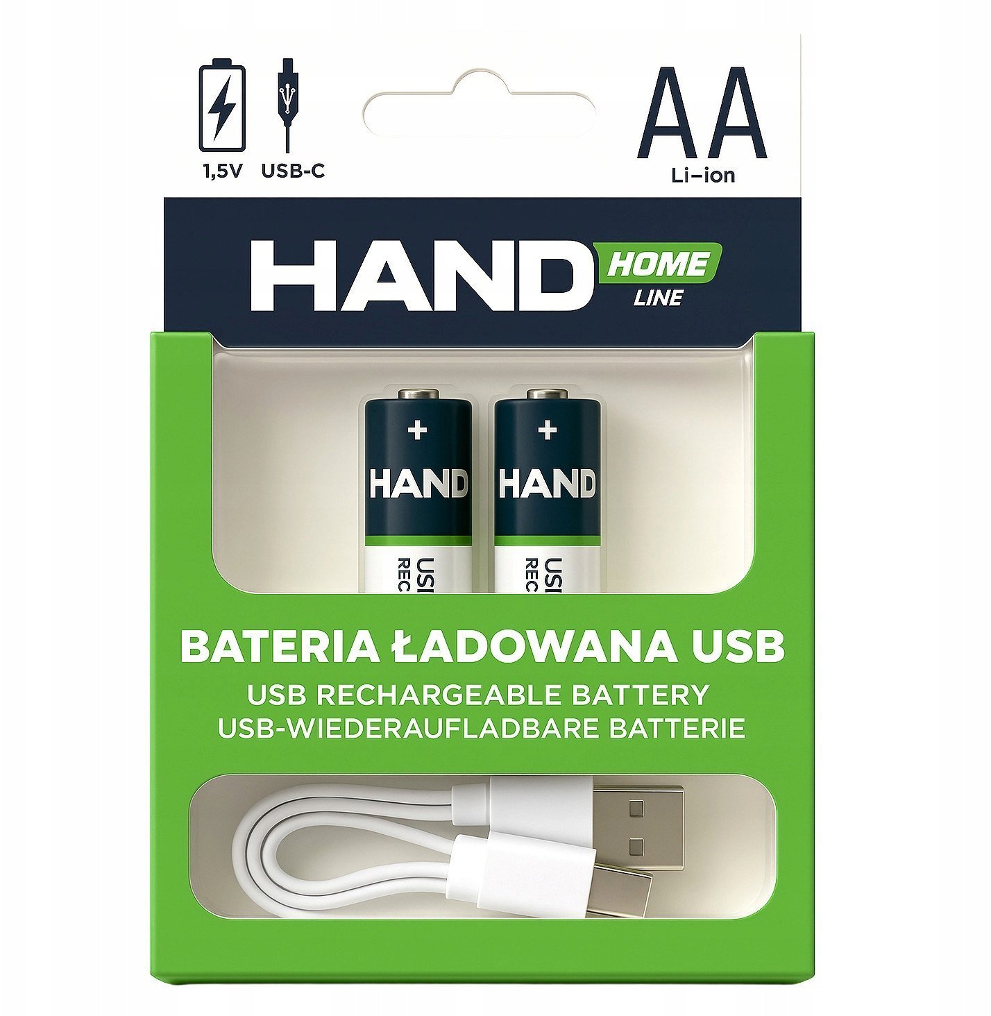 Bateria ładowana akumulatorek USB-C 2600mWh 1733mAh 2xAA AA/USB-C/2600/2B
