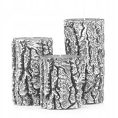 Świece - Świeczki ozdobne PIEŃKI 9,12,15cm 3 świeczki szare - miniaturka - grafika 1