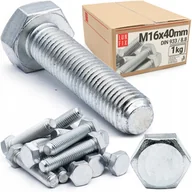 Śruby i nakrętki - Śruba M16x40 sześciokątna na klucz ocynkowana ocynk DIN 933 kl.8.8 1kg - miniaturka - grafika 1
