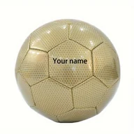 Inne - TEMU Piłka nożna do personalizacji, rozmiar 5, wykonana z wytrzymałego TPU w kolorze złotym z odblaskowym wzorem, szyta maszynowo. Idealna do - miniaturka - grafika 1