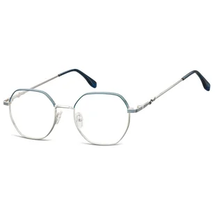 Damskie Oprawki korekcyjne sześciokątne okulary zerówki 905D srebrny/granatowy - Okulary korekcyjne, oprawki, szkła - miniaturka - grafika 1