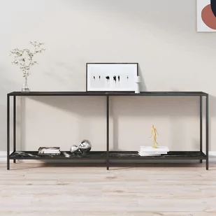 shumee shumee Stolik konsolowy czarny 200x35x75,5 cm szkło hartowane - Konsole i sekretarzyki - miniaturka - grafika 1