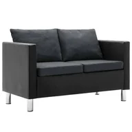 Sofy i kanapy - vidaXL Sofa 2-osobowa obita sztuczną skórą, czarno-ciemnoszara - miniaturka - grafika 1