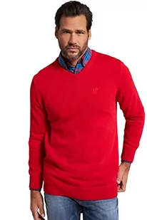 JP 1880 Sweter męski, prosty kształt, sweter w kształcie litery V, Czerwony, XXL - Swetry męskie - miniaturka - grafika 1