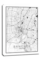 Obrazy i zdjęcia na płótnie - Bangkok mapa czarno biała - obraz na płótnie Wymiar do wyboru: 70x100 cm - miniaturka - grafika 1