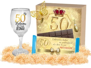 Śmieszny Prezent na 50 Urodziny dla Kobiety Pudełko Prezentowe Pamiątka - Zestawy upominkowe - miniaturka - grafika 1