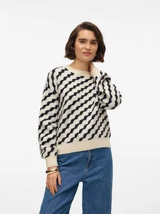 Vero Moda Sweter w kolorze kremowo-czarnym - Swetry damskie - miniaturka - grafika 1