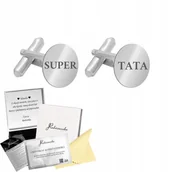 Spinki do mankietów i krawatów - Srebrne Spinki do Mankietów z Grawerem Okrągłe Prezent ŻYCZENIA GRATIS - miniaturka - grafika 1