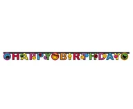 Balony i akcesoria - Baner Happy Birthday z uśmiechniętymi emotkami 1,8m - miniaturka - grafika 1