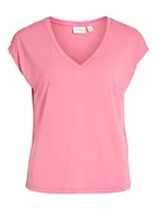 Koszulki i topy damskie - Vila Women's VIMODALA koszulka z dekoltem w serek, rozmiar S/S TOP/SU-NOOS, Fandango Pink, XS, Fandango Pink, XS - miniaturka - grafika 1