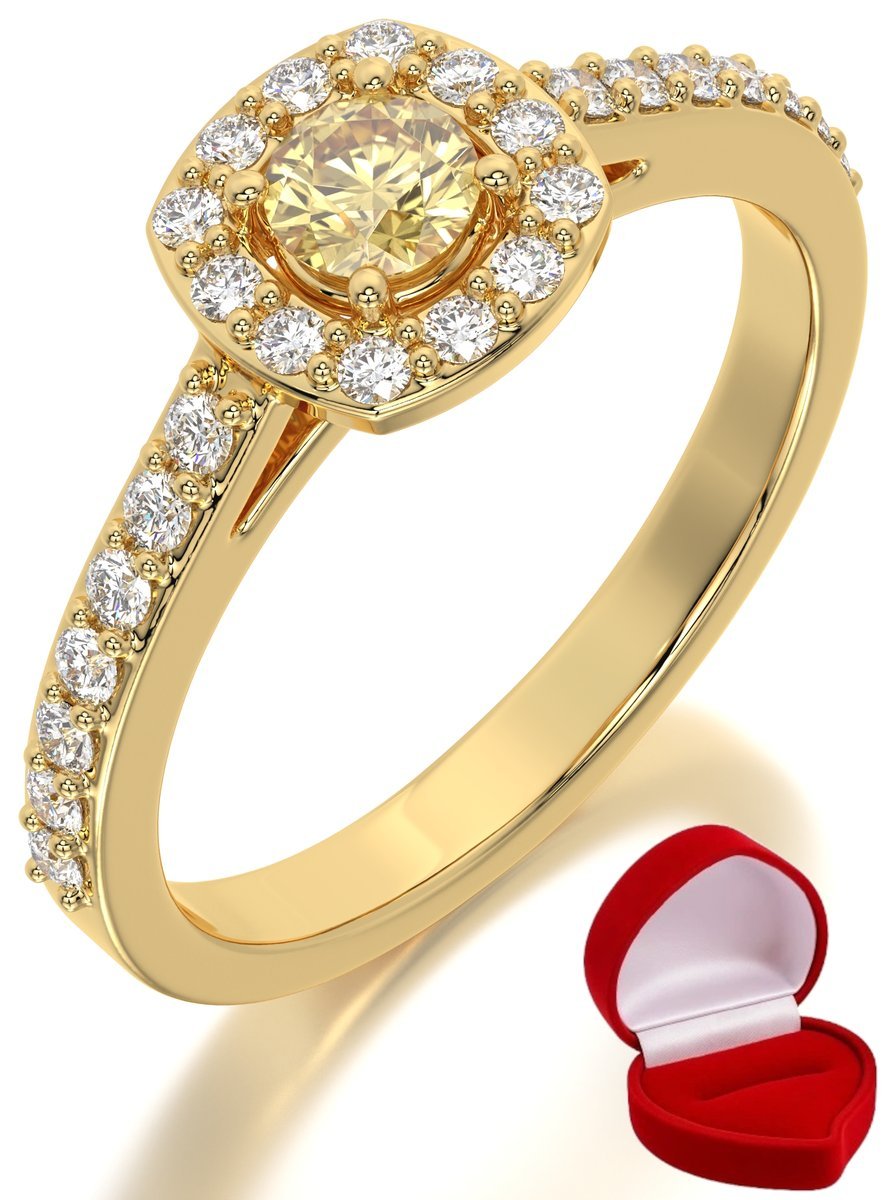 ZŁOTY PIERŚCIONEK ZARĘCZYNOWY 585 14k SZAFIR 0,19 ct + PUDEŁKO R6