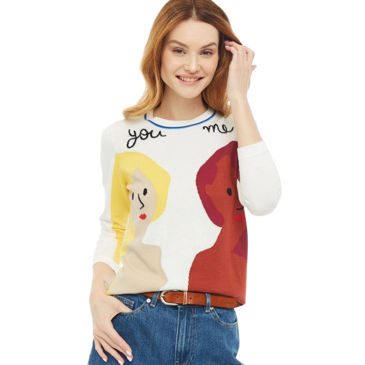 Sweter damski United Colors of Benetton bawełniany biały cienki-S