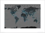 Plakaty - Plakat, Mapa Świata Black Blue, 40x30 cm - miniaturka - grafika 1