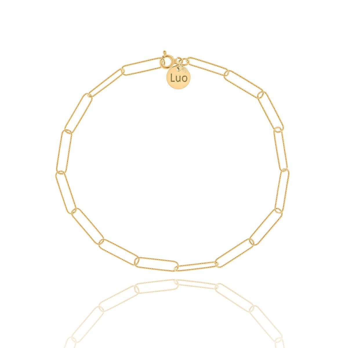 Bransoletka srebrna pozłacana prostokąty na nogę 24 CM