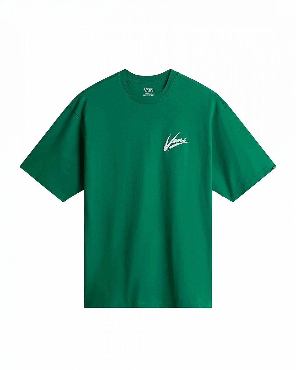 t-shirt uomo vans vn000k42 brush script j5f1 verdant green