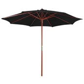 Parasole ogrodowe - vidaXL Parasol ogrodowy na drewnianym słupku, 300x258 cm, czarny vidaXL - miniaturka - grafika 1