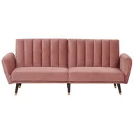 Sofy i kanapy - Beliani Sofa rozkładana welurowa różowa VIMMERBY - miniaturka - grafika 1