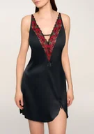 Bielizna nocna - Koszulka nocna satynowa z elegancki haftem Poppy Poupee Marilyn - POUPEE - miniaturka - grafika 1