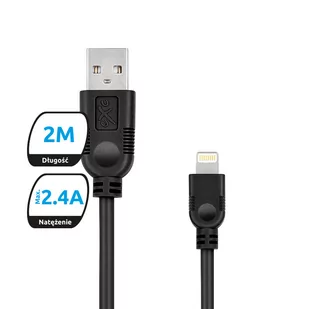EXC Kabel USB 2.0 eXc WHIPPY USB A M Lightning 8-pin M 2m czarny 5901687938394 - Kable USB - miniaturka - grafika 1