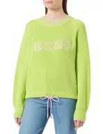 Swetry damskie - BOSS Sweter damski C_fomhil Knitted, Bright Yellow735, L - miniaturka - grafika 1